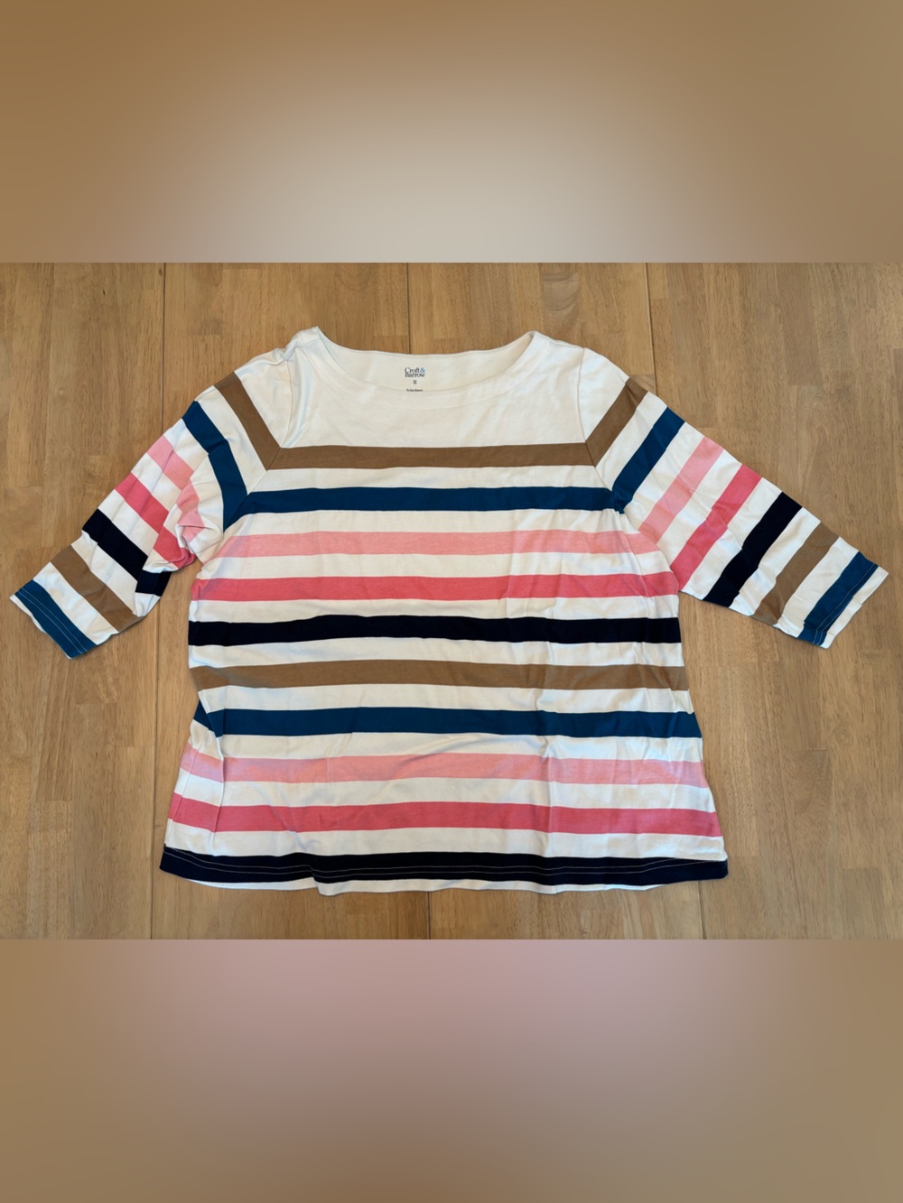 croft & barrow classic boatneck top multi stripe 1X